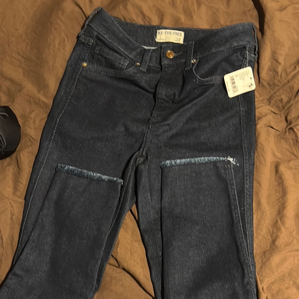 We The Free High Rise Blue Jeans with Modern Design